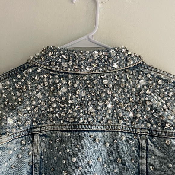 Alice + Olivia Blue Embellished Jean Jacket - Picture 16 of 16